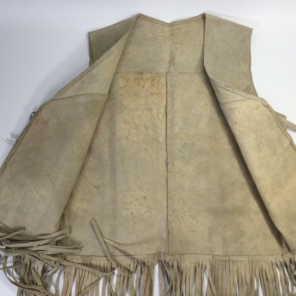 Leather Vest~Long Fringe~Western~Boho~Animal Hide~ - Picture 6 of 8